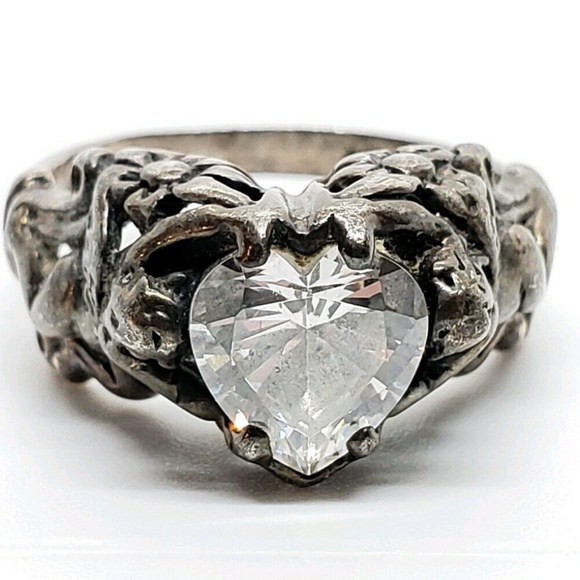 Vintage KABANA Sterling Silver Heart / Cherub Ring - Picture 1 of 8